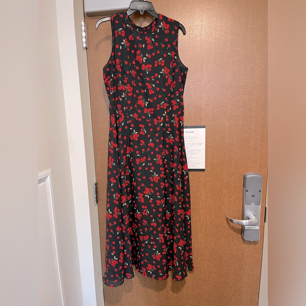 XL Vintage Black Cherry Pattern Dress
